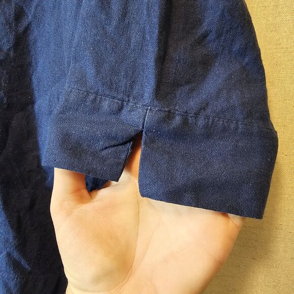 Ellen Tracy Linen Blend Navy Blue 3/4 Sleeve Loose Fit Hoodie Large - Picture 6 of 9